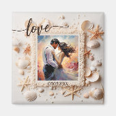 Perzik strand schelpen liefde foto magneet (Voorkant)