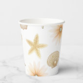 Perzik Strand Zeeschelpen & Bloemen Zomer Chique P Papieren Bekers (Achterkant)