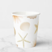 Perzik Strand Zeeschelpen & Bloemen Zomer Chique P Papieren Bekers (Links)