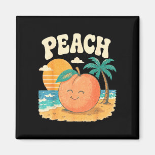 Perzik strand zomer retro cute fruit zonsondergang magneet