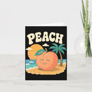 Perzik strand zomer retro schattig fruit zonsonder kaart