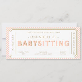 Perzik Streep Babysitting Gift Voucher Kaart