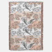 Perzik Streep Bloemrijke Vogel Elegant (1) Deken (Voorkant Verticaal)