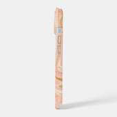 Perzik Taart Marmer Goud Glitter iPhone 15 Case (Linkerkant)