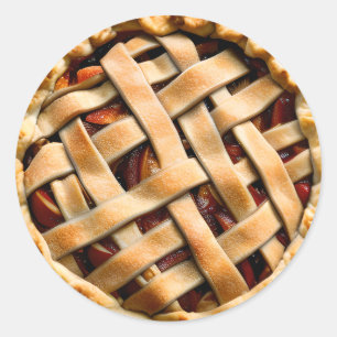 Perzik taart met een Fancy korst Ronde Sticker