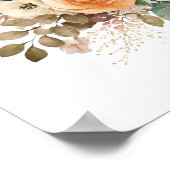 Perzik Terracotta Bloemen Botanische Waterverf Poster (Hoek)