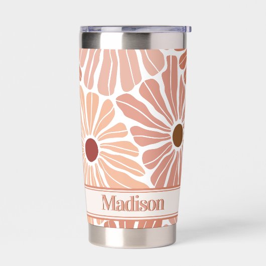 Perzik terracotta boho bloem patroon monogram geïsoleerde drinkbeker (Links)