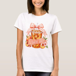 Perzik Thee Strik PNG Vintage Zomer Lint Ontwerp T-shirt