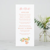Perzik Thema Baby Shower Menu Kaarten (Staand voorkant)
