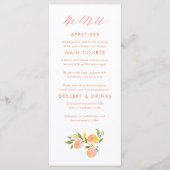 Perzik Thema Baby Shower Menu Kaarten (Voorkant)