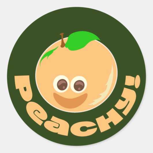 Perzik Tijd Leuke Cartoon Cute Ronde Sticker (Voorkant)
