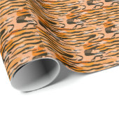 Perzik tijger streep patroon cadeaupapier (Rol Hoek)