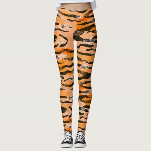 Perzik tijger streep patroon leggings (Voorkant)