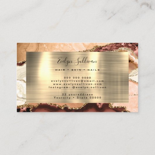 Perzik tinten en Gold Agaat Visitekaartje (Achterkant)