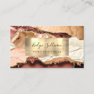 Perzik tinten en Gold Agaat Visitekaartje