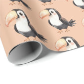 Perzik Toekan Vogel Dier Verjaardag Cadeaupapier (Rol Hoek)
