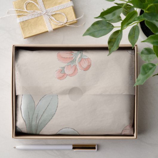 Perzik Tone Waterverf Tuin Bloemen Decoupage Tissuepapier (Geschenk)