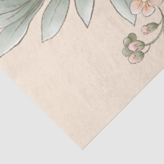 Perzik Tone Waterverf Tuin Bloemen Decoupage Tissuepapier (Detail)