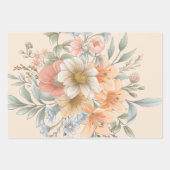 Perzik Tone Waterverf Zomertuin Florals Inpakpapier Vel (Voorkant 3)