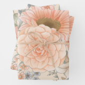 Perzik Tone Waterverf Zomertuin Florals Inpakpapier Vel (In situ)