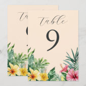 Perzik Tropisch Bloemengroen Nummerkaart Kaart (Voorkant / Achterkant)