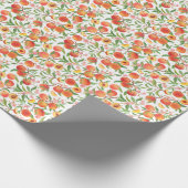 Perzik Tropisch fruit  patroon. Cadeaupapier (Hoek)