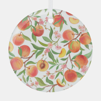 Perzik Tropisch fruit patroon. Glas Ornament
