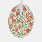 Perzik Tropisch fruit patroon. Glas Ornament (Voorkant Rechts)