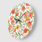 Perzik Tropisch fruit  patroon. Grote Klok (Hoek)