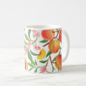 Perzik Tropisch fruit  patroon. Koffiemok (Voorkant rechts)