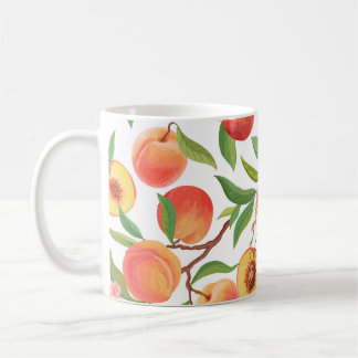 Perzik Tropisch fruit patroon. Koffiemok