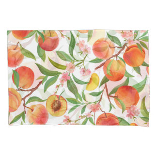 Perzik Tropisch fruit patroon. Kussensloop