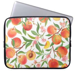 Perzik Tropisch fruit  patroon. Laptop Sleeve
