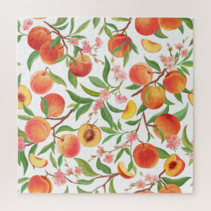 Perzik Tropisch fruit patroon. Legpuzzel