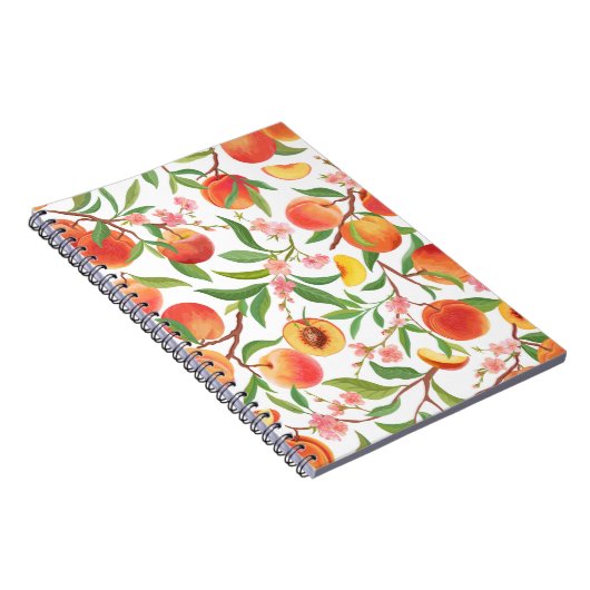 Perzik Tropisch fruit  patroon. Notitieboek (Rechterzijde)