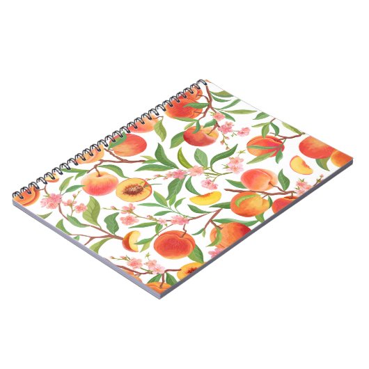 Perzik Tropisch fruit  patroon. Notitieboek (Linkerzijde)
