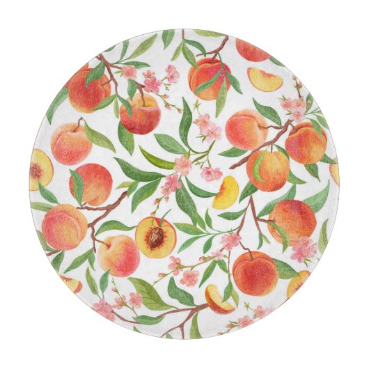 Perzik Tropisch fruit patroon. Snijplank (Voorkant)