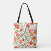 Perzik Tropisch fruit patroon. Tote Bag (Achterkant)