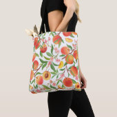 Perzik Tropisch fruit patroon. Tote Bag (Dichtbij)