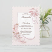 Perzik Tropisch Thema Trouwfeest Sjabloon Kaart (Staand voorkant)