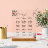 Perzik tropische bloemen Elegante bruiloft zitplaa Acryl Bord (Huwelijk)