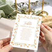 Perzik Trouwtafel Nummer Bloemen Custom Kaart