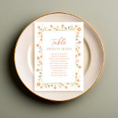 Perzik Trouwtafel Nummer Bloemen Custom Kaart