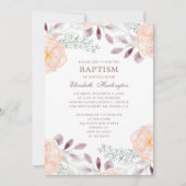 Perzik tuin bloemen. Blush floral. Herfst doop Kaart (Voorkant)