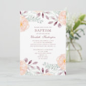 Perzik tuin bloemen. Blush floral. Herfst doop Kaart (Staand voorkant)