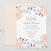 Perzik tuin bloemen. Blush floral. Herfst doop Kaart (Voorkant / Achterkant)