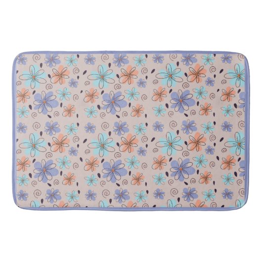 Perzik tuin bloemenlente patroon badmat (Voorkant)