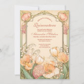 Perzik Tulip Quinceañera Feest Kaart (Voorkant)