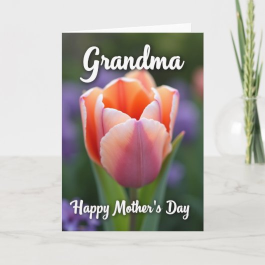 Perzik Tulp Oma Moedersdag kaart (Voorkant)