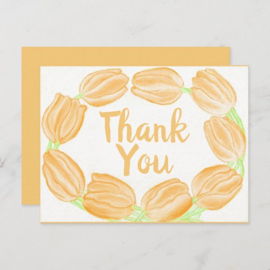 Perzik Tulpen Rand ~ Dank je kaart (Voorkant / Achterkant)